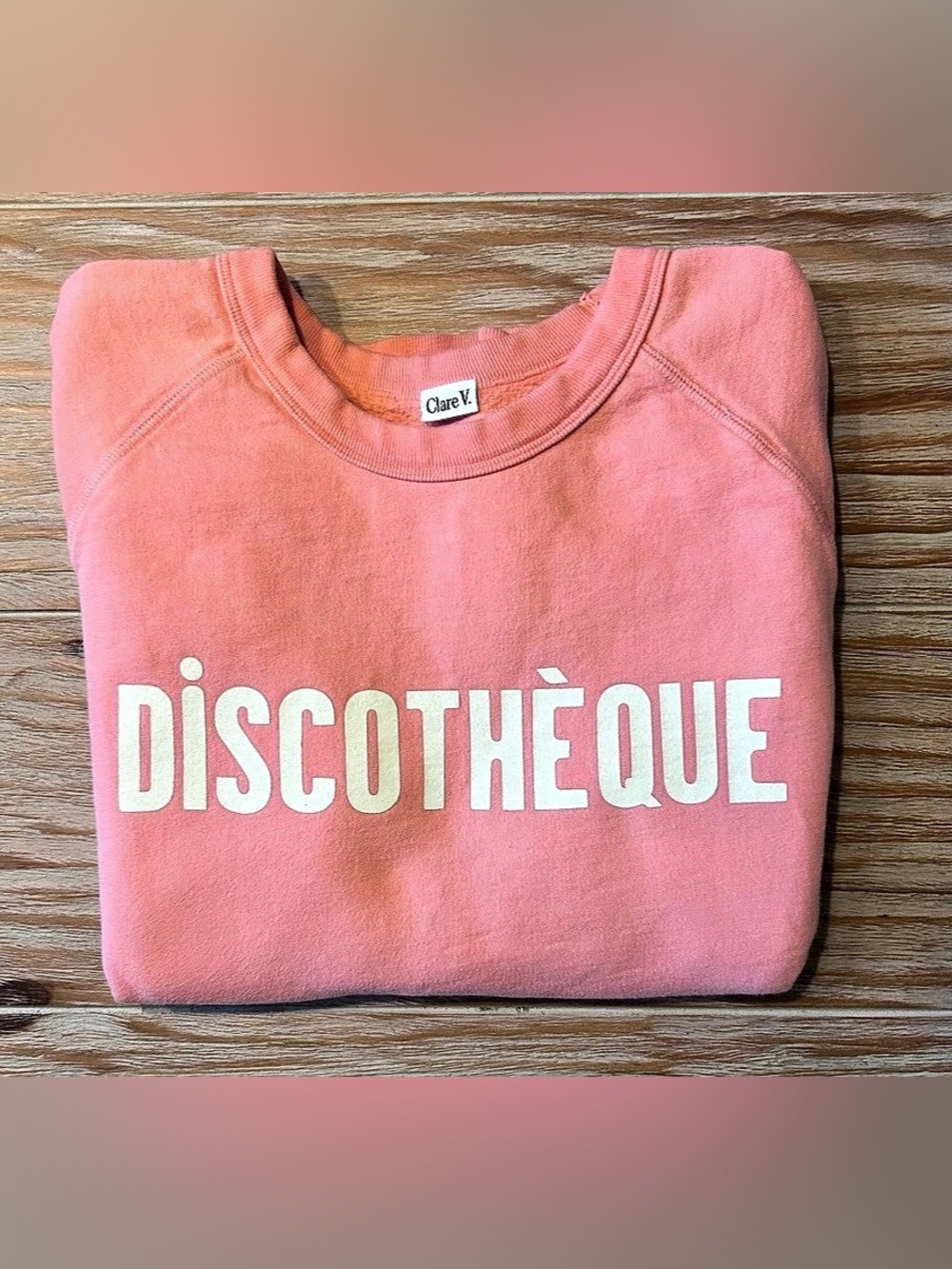 Clare V. - EUC - Discothèque Sweatshirt Peachy Pink in Size XS